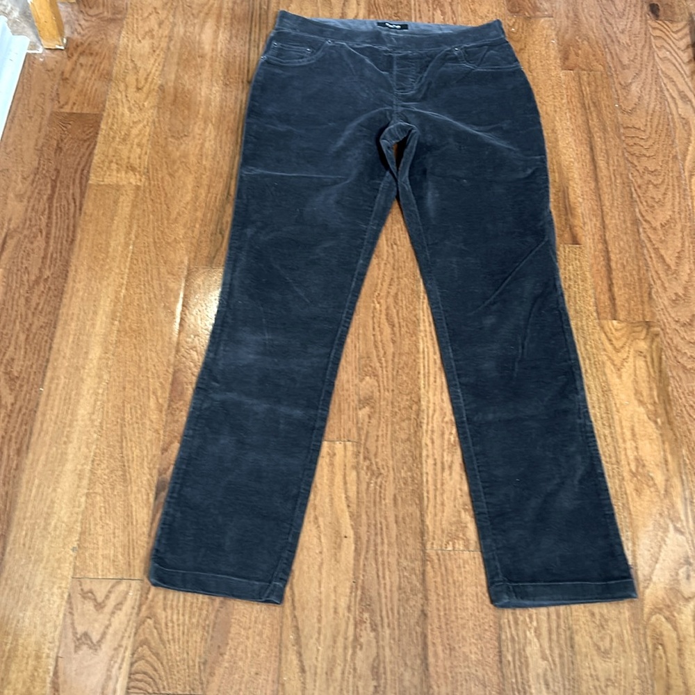 REACTION KENNETH COLE ELASTIC WAIST WOMEN CORDUROY PANTS IN DARK GRAY SIZE 6